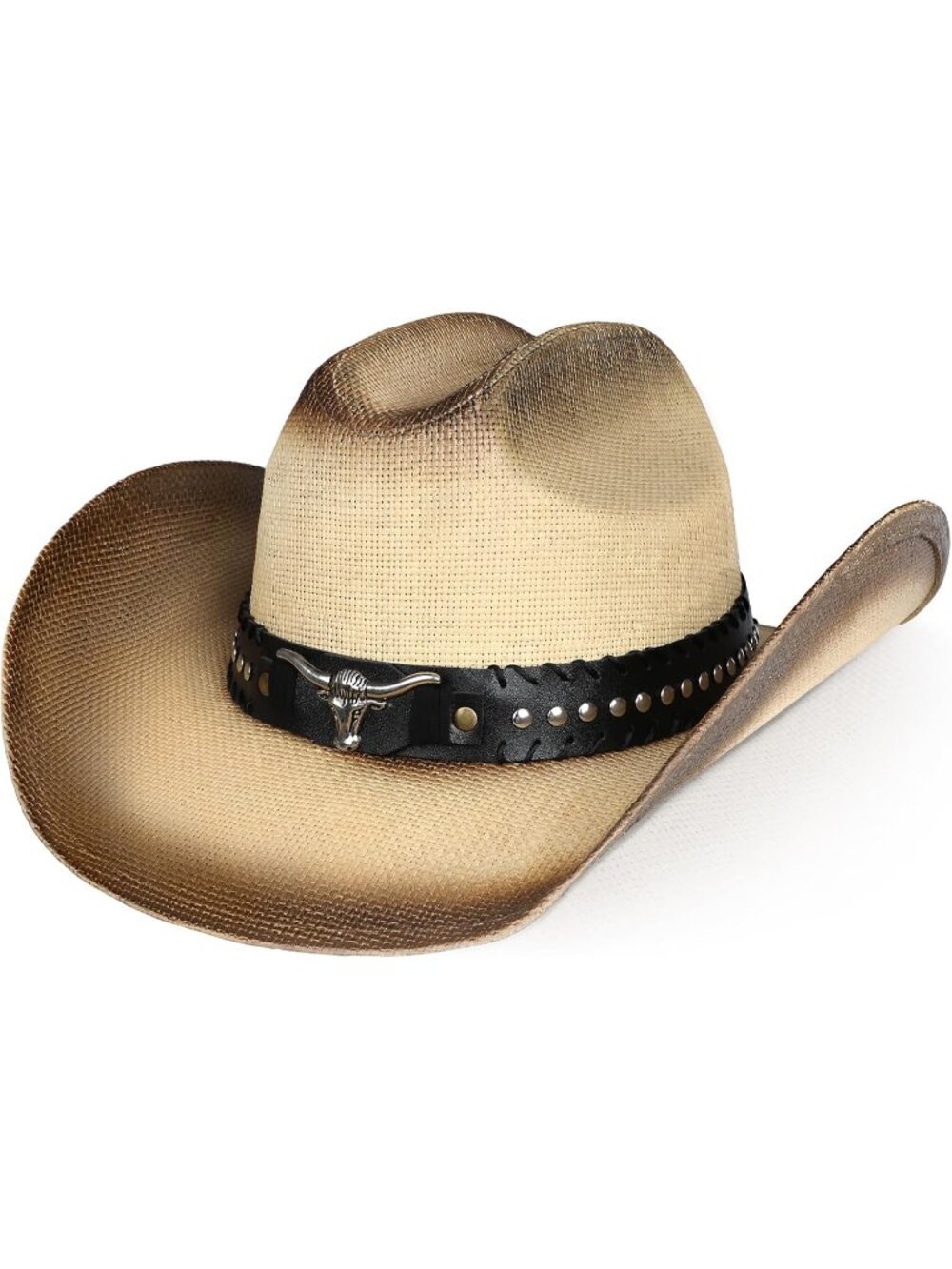 Unisex Coffee Beige For Straw Wide Shapeable Brim Cowgirl Cowboy Western Hat